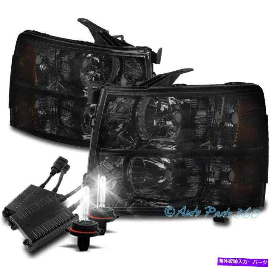 USヘッドライト 07-13シボリーSilverado 1500 2500 3500 HDピックアップスモークヘッドライトW / 6K HIDキット FOR 07-13 CHEVY SILVERADO 1500 2500 3500 HD PICKUP SMOKE HEADLIGHT W/6K HID KIT【並行輸入品】 47,681円