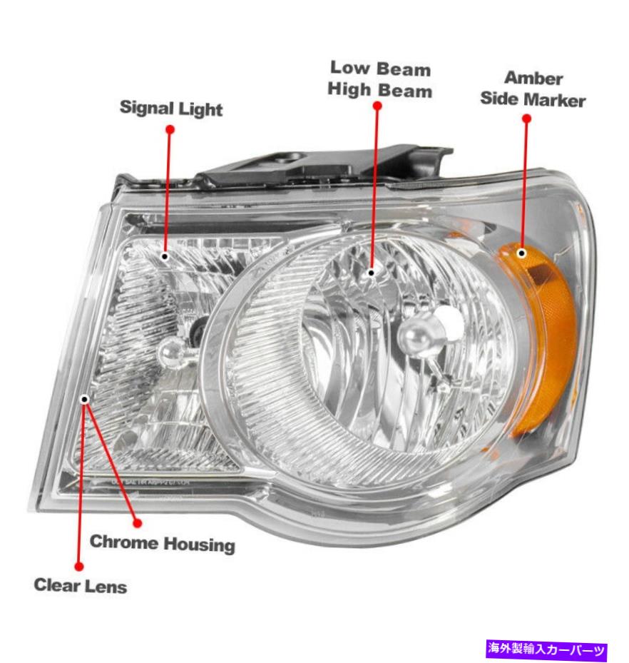 USヘッドライト 07-09クライスラーアスペンクロームファクトリースタイルヘッドライトヘッドランプ+ LED DRL信号 For 07-09 Chrysler Aspen Chrome Factory Style Headlight Headlamp +LED DRL Signal【並行輸入品】