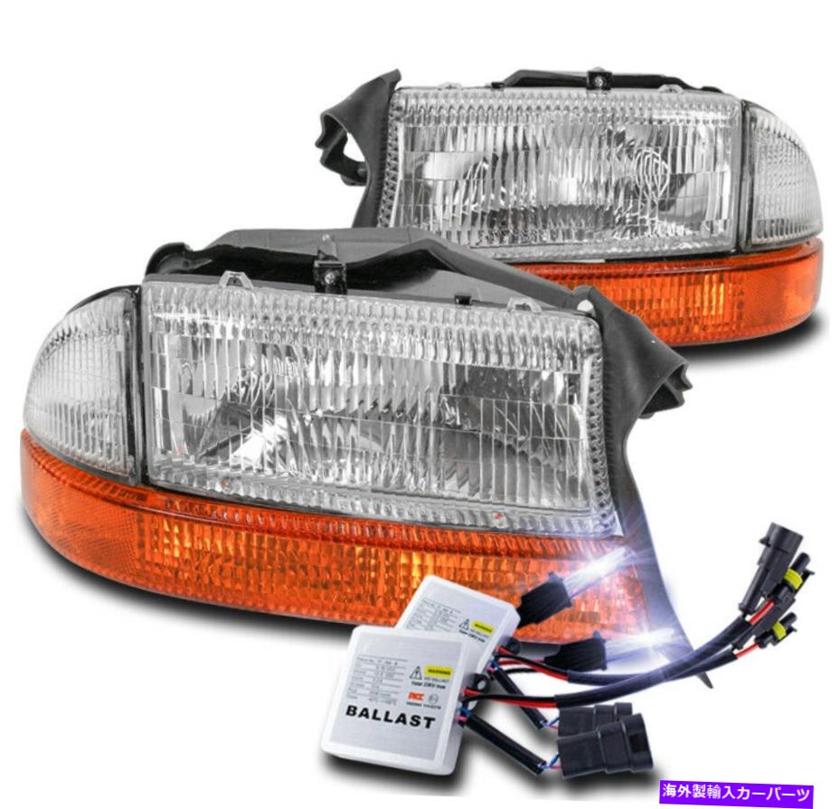 USヘッドライト 1997年から2004年のDodge Dakota / 1998-2003 Durango Headlight + Amber Bumper + 10K HIDキット FOR 1997-2004 DODGE DAKOTA/1998-2003 DURANGO HEADLIGHT +AMBER BUMPER+10K HID KIT【並行輸入品】