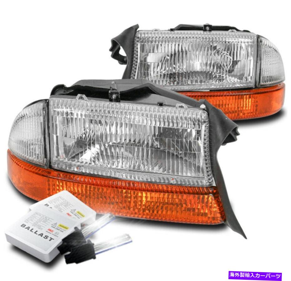 USヘッドライト 1997年から2004年のDodge Dakota / 1998-03 Durango Chrome Headlight + Amber Bumper + 6K HID FOR 1997-2004 DODGE DAKOTA/1998-03 DURANGO CHROME HEADLIGHT+AMBER BUMPER +6K HID【並行輸入品】