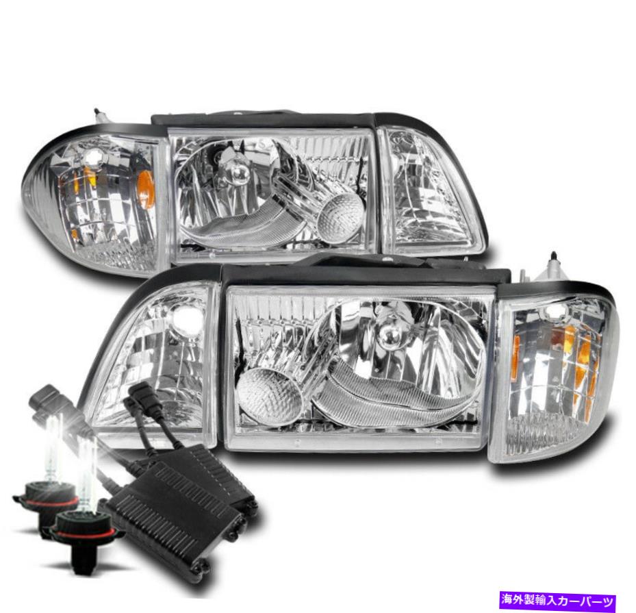 USヘッドライト 87-93フォードマスタングクロームヘッドライトヘッドランプ+アンバーコーナー+パーキング+ 50W 8K HID FOR 87-93 FORD MUSTANG CHROME HEADLIGHT HEADLAMP+AMBER CORNER+PARKING+50W 8K HID【並行輸入品】