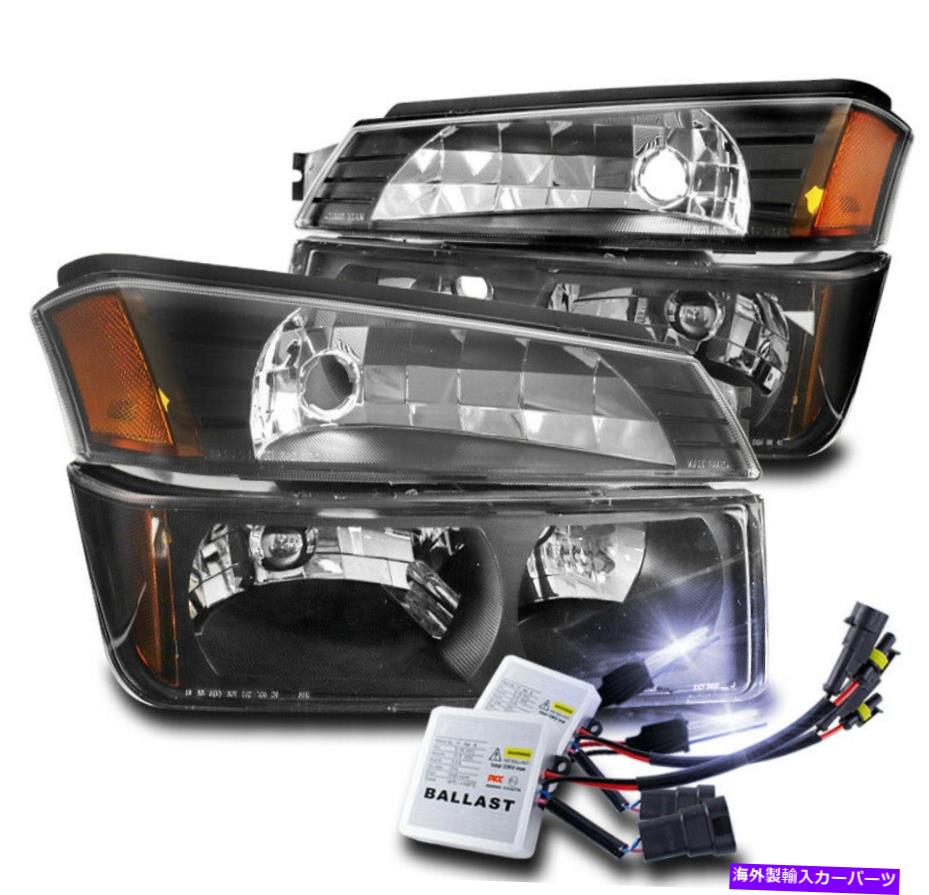 USヘッドライト 2002年から2006年のシボレー雪崩の黒いヘッドライトヘッドランプ+バンパーランプW / 10K HID FOR 2002-2006 CHEVY AVALANCHE BLACK HEADLIGHTS HEADLAMP +BUMPER LAMPS W/10K HID【並行輸入品】|Us Custom Parts Shop USDM