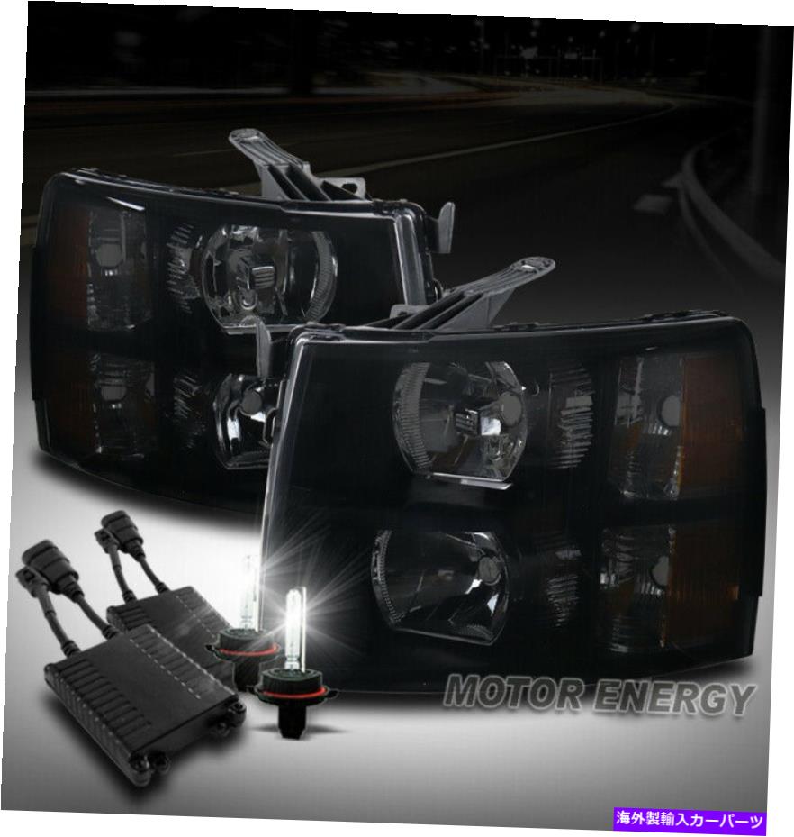 USヘッドライト 07-13シボレーSilveradoブラック/スモーク交換ヘッドライト+ 50W 6000KキセノンHID FOR 07-13 CHEVY SILVERADO BLACK/SMOKE REPLACEMENT HEADLIGHT +50W 6000K XENON HID【並行輸入品】