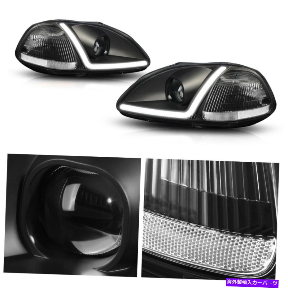 USヘッドライト 96-98ホンダシビックのためのLED DRLブラックハウジングクリアコーナープロジェクターヘッドライト LED DRL Black Housing Clear Corner Projector Headlights for 96-98 Honda Civic【並行輸入品】|Us Custom Parts Shop USDM