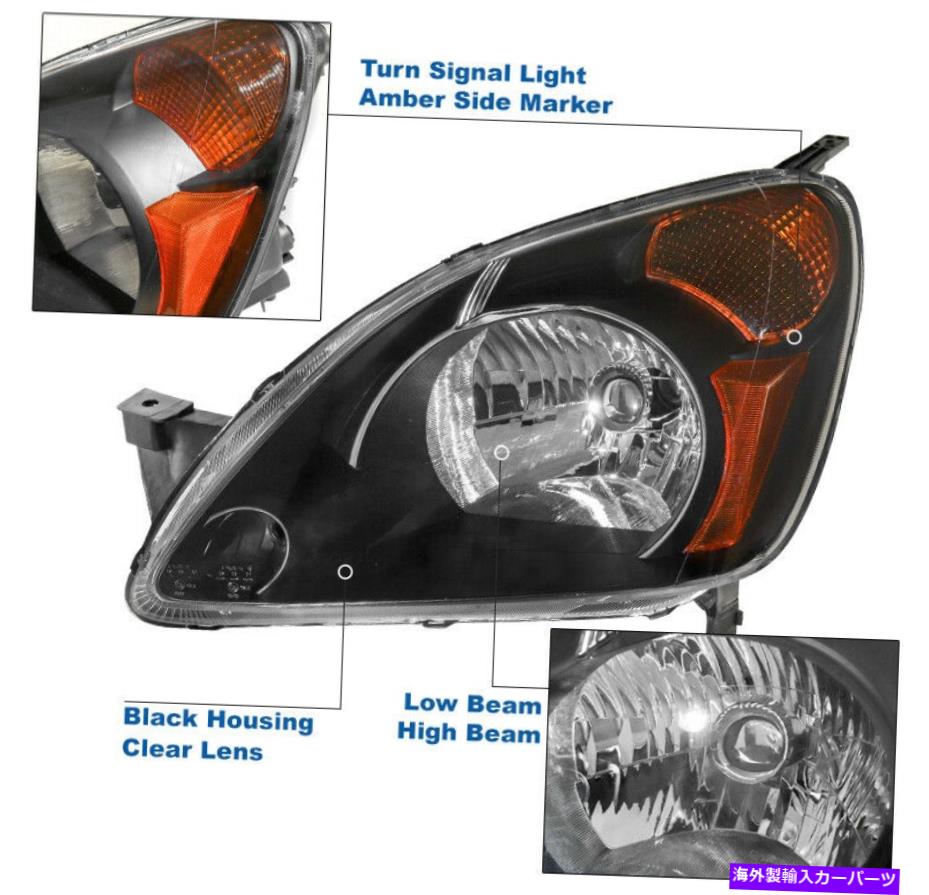 USヘッドライト 2002年2003年2004ホンダCR-V CRVブラックヘッドライト+ブルーLED DRLランプW / 6K HID For 2002 2003 2004 Honda CR-V CRV Black Headlights +Blue LED DRL Lamps w/6K HID【並行輸入品】|Us Custom Parts Shop USDM