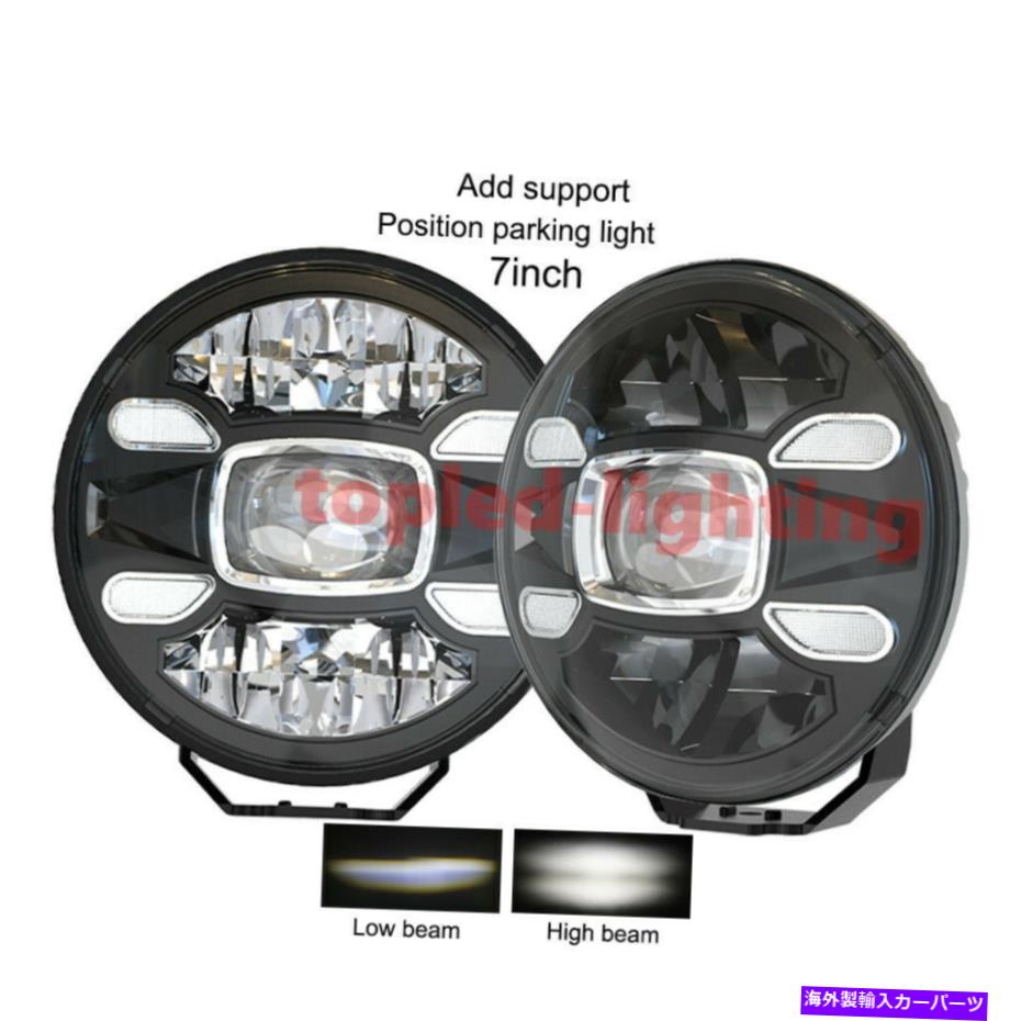 USヘッドライト Faros Ojo de Angel Led 4x4 Para Autos H4 7インチJK JK JL Rubicon Sahara Faros Ojo De Angel Led 4x4 Para Autos H4 7 inch for Jeep JK JL Rubicon Sahara【並行輸入品】