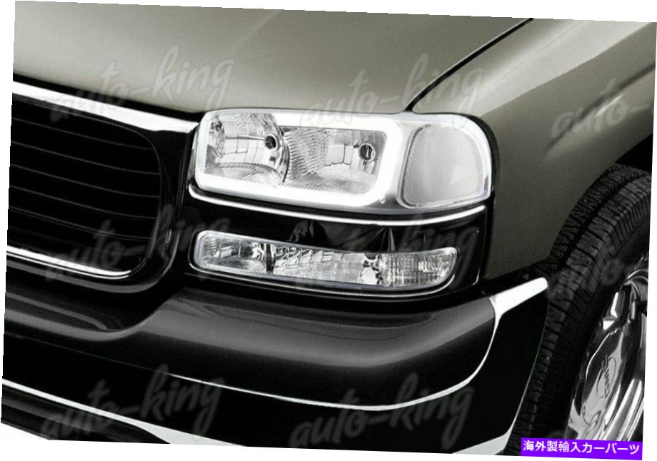 USヘッドライト フィットGMC Yukon / Sierra 1500 2500 DRL LEDクロムヘッドライト+バンパーW /クリアリフレクタ FIT GMC YUKON/SIERRA 1500 2500 DRL LED CHROME HEADLIGHT+BUMPER W/CLEAR REFLECTOR【並行輸入品】