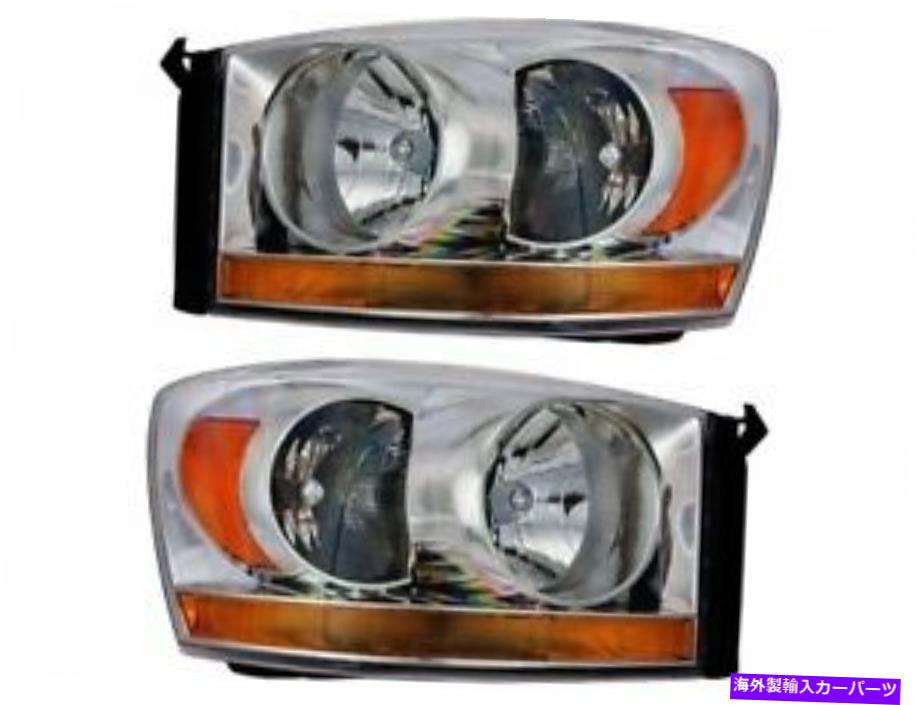USヘッドライト 06-09 Dodge RAM 1500 2500 3500 XQ97G2用のヘッドライトアセンブリセット Headlight Assembly Set For 06-09 Dodge Ram 1500 2500 3500 XQ97G2【並行輸入品】