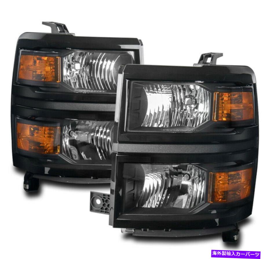 USヘッドライト 14-15のシボレーSilverado 1500の交換ヘッドライトヘッドランプランプブラック/アンバー FOR 14-15 CHEVY SILVERADO 1500 REPLACEMENT HEADLIGHTS HEADLAMPS LAMP BLACK/AMBER【並行輸入品】