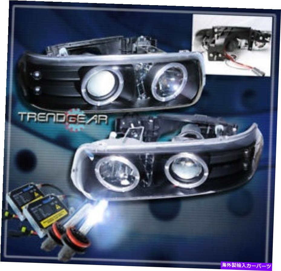 USヘッドライト 1999-2006 Silverado Tahoe Suburban Halo LEDプロジェクターヘッドライト+ HID 8000Kブラック 1999-2006 SILVERADO TAHOE SUBURBAN HALO LED PROJECTOR HEADLIGHTS+HID 8000K BLACK【並行輸入品】