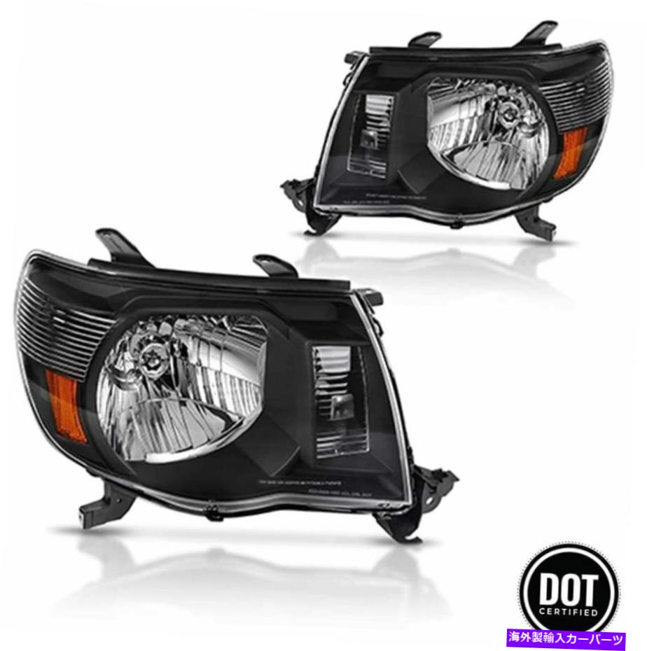 USヘッドライト 2005-2011トヨタタコマヘッドライトヘッドランプブラック/クリアセットペアLH + RH For 2005-2011 Toyota Tacoma HeadLights Head Lamps Black/Clear Set Pair LH+RH【並行輸入品】