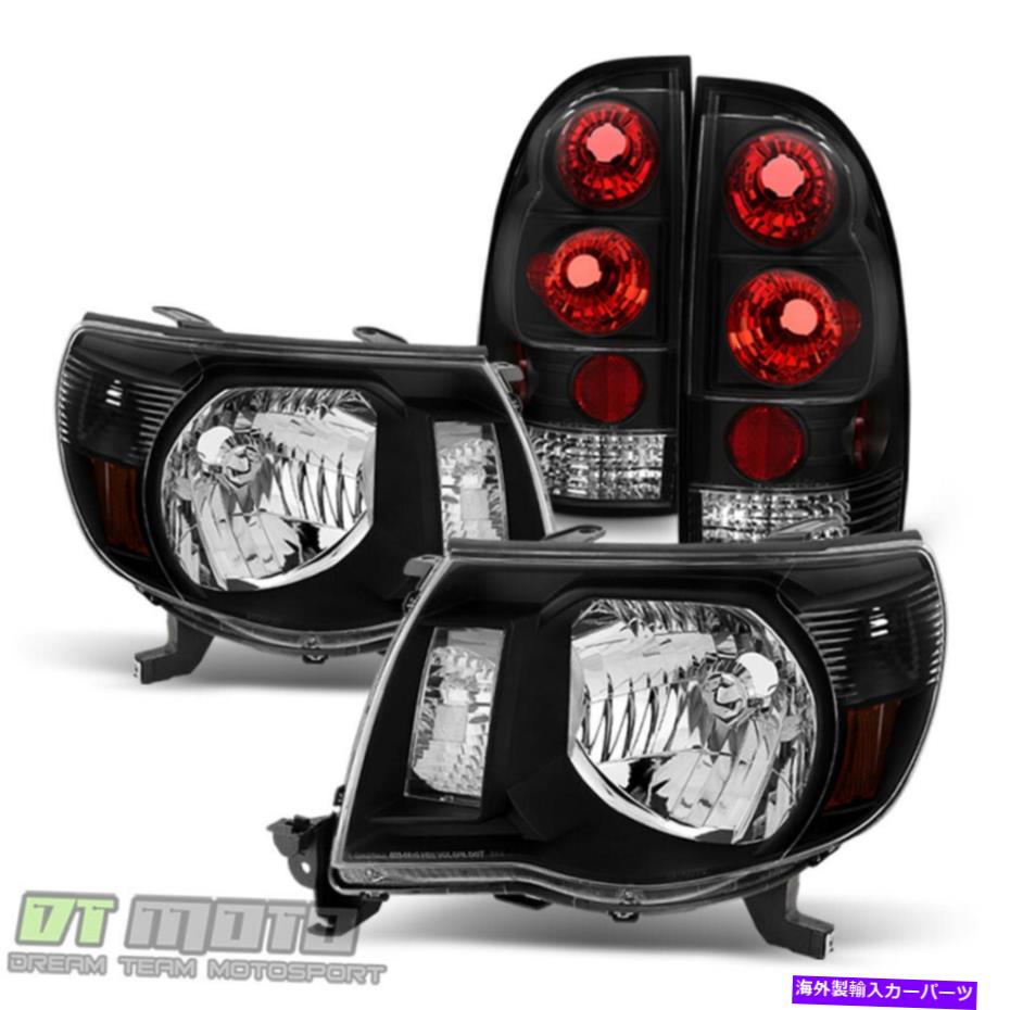 USヘッドライト ブラック2005-2011トヨタタコマトラックヘッドライトヘッドランプ+テールブレーキライト For Black 2005-2011 Toyota Tacoma Truck Headlights Headlamps+Tail Brake Lights【並行輸入品】