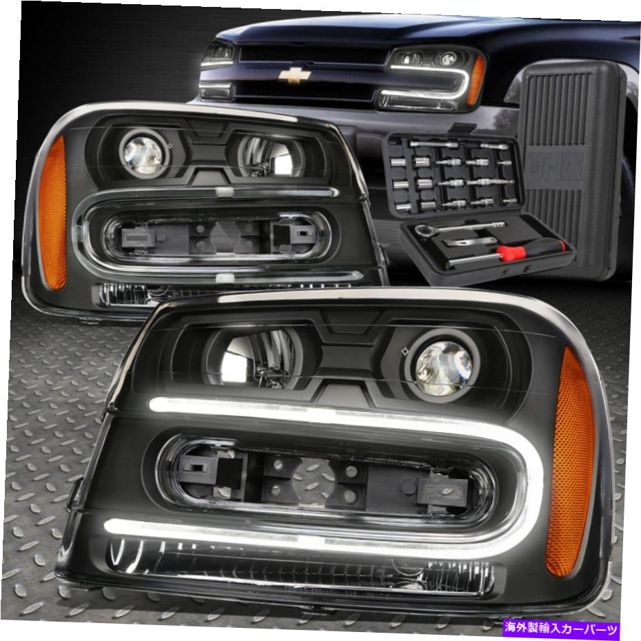 USヘッドライト 02-09シボレートレイルブレザーLED DRLブラックアンバープロジェクターヘッドライト+ツールセット FOR 02-09 CHEVY TRAILBLAZER LED DRL BLACK AMBER PROJECTOR HEADLIGHTS+TOOL SET【並行輸入品】｜Us Custom Parts Shop USDM