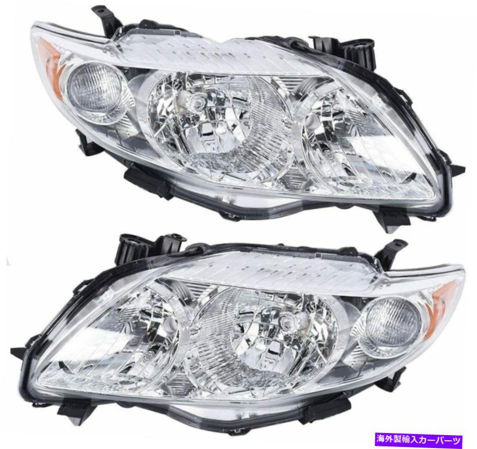 USヘッドライト トヨタCorolla 2009 2010フロントペアヘッドライトクロームコロスクロマドス For Toyota Corolla 2009 2010 Front Pair Headlights Chrome Focos Cromados【並行輸入品】