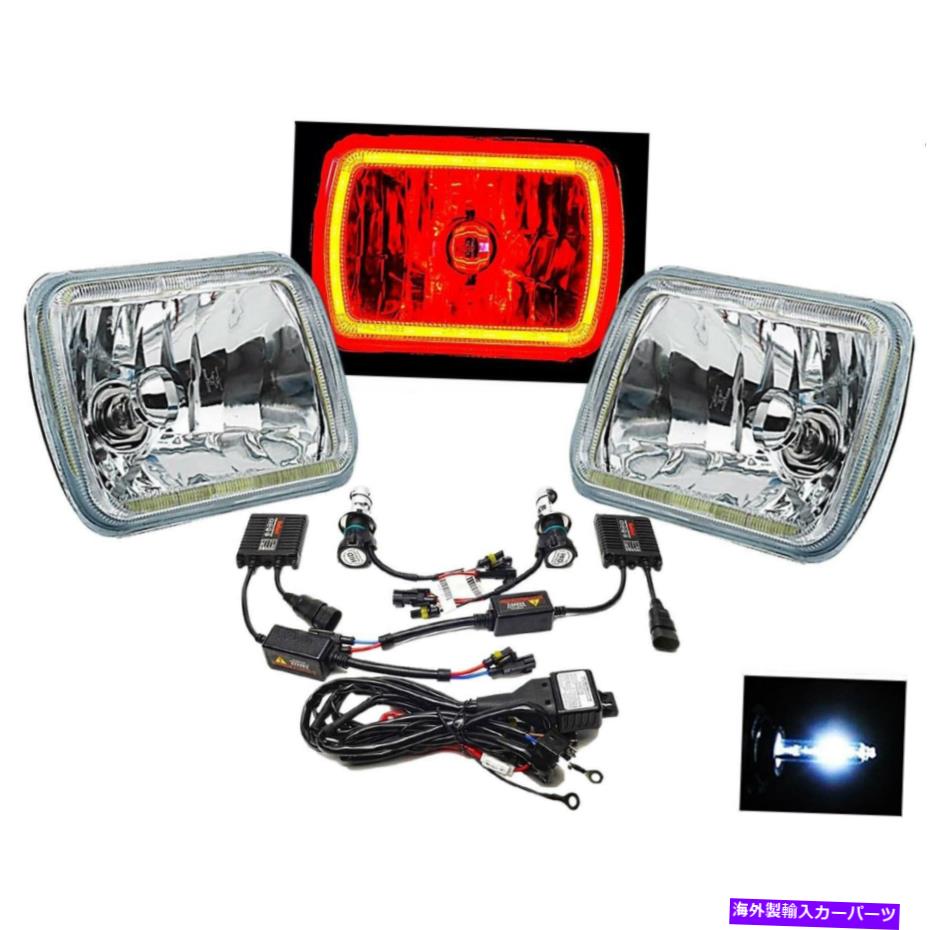 USヘッドライト 7x6 "プラズマレッドコブLED Haloヘッドライト6000K HID電球ガラスヘッドランプペア 7X6" Plasma Red COB LED Halo Headlight 6000k HID Light Bulb Glass Headlamp Pair【並行輸入品】｜Us Custom Parts Shop USDM