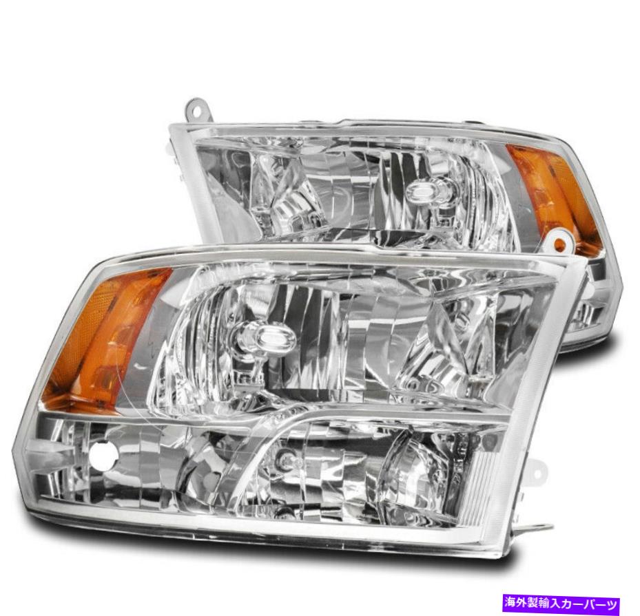 USヘッドライト 09-18ドッジRAM 1500/10 + 2500 3500ヘッドライトランプクローム左+右ペアセット FOR 09-18 DODGE RAM 1500/10+ 2500 3500 HEADLIGHT LAMP CHROME LEFT+RIGHT PAIR SET【並行輸入品】
