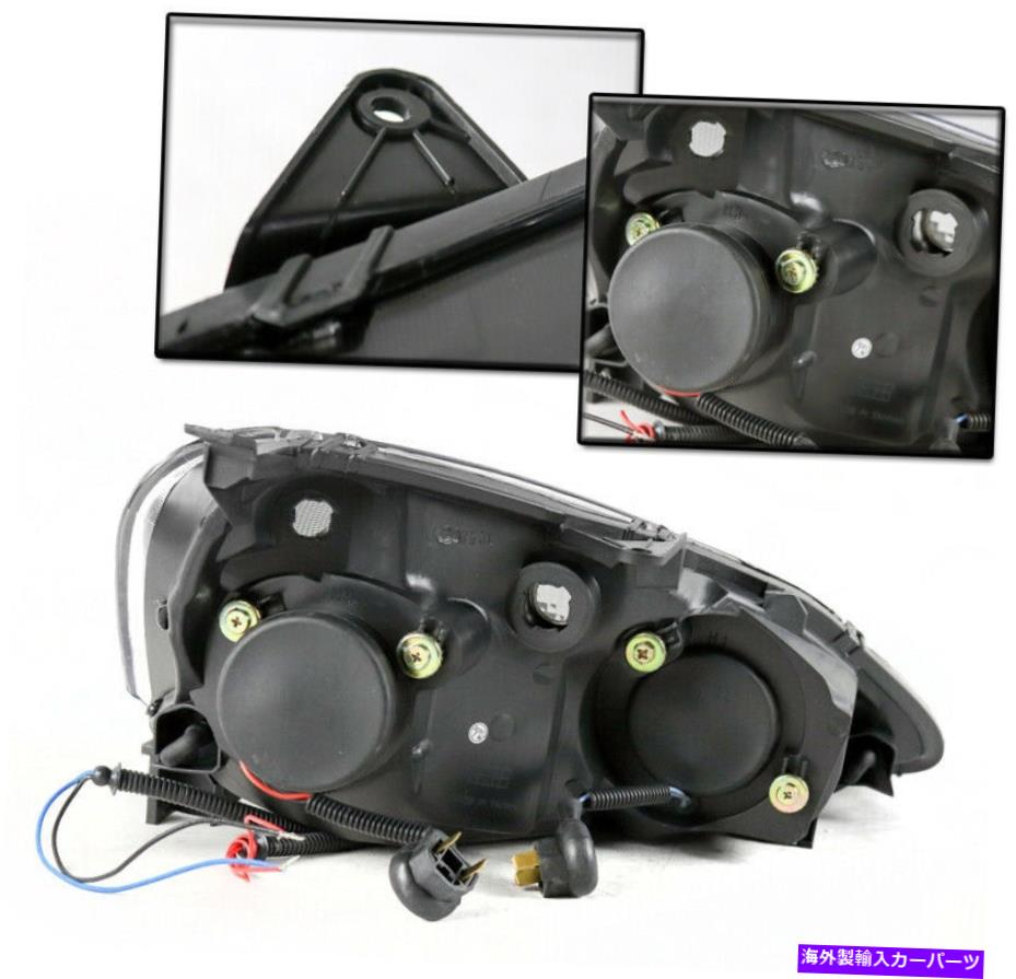 USヘッドライト 2002年2003年2004年Acura RSX DC5ブラックプロジェクターハローヘッドライト+ブルーLED DRLセット FOR 2002 2003 2004 ACURA RSX DC5 BLACK PROJECTOR HALO HEADLIGHT+BLUE LED DRL SET【並行輸入品】