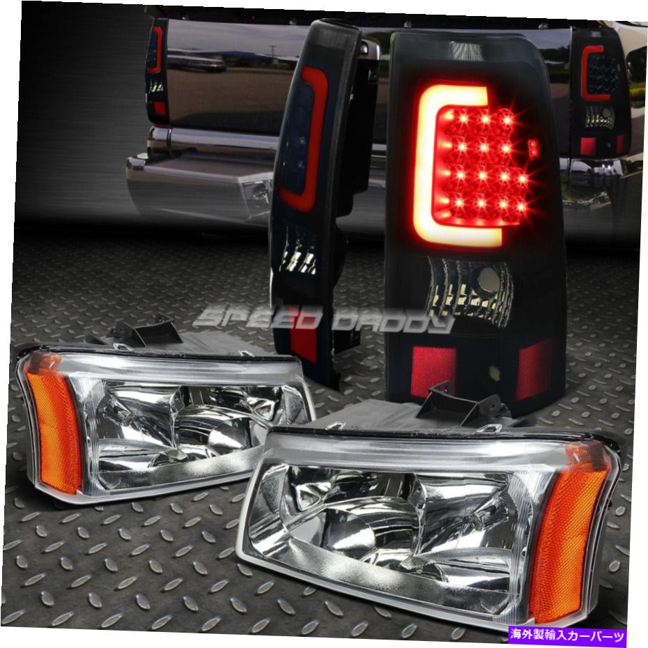USヘッドライト クロムヘッドライト+アンバーコーナー+スモーク3D Halo LEDテールライト03-07 Silverado CHROME HEADLIGHT+AMBER CORNER+SMOKED 3D HALO LED TAIL LIGHT FOR 03-07 SILVERADO【並行輸入品】