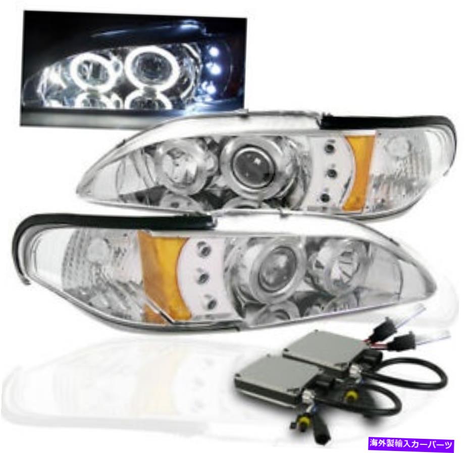 USヘッドライト 1994-1998フォードマスタングツインハローDRL LEDプロジェクターヘッドライトクロームW / 6K HIDキット 1994-1998 FORD MUSTANG TWIN HALO DRL LED PROJECTOR HEADLIGHT CHROME W/6K HID KIT【並行輸入品】