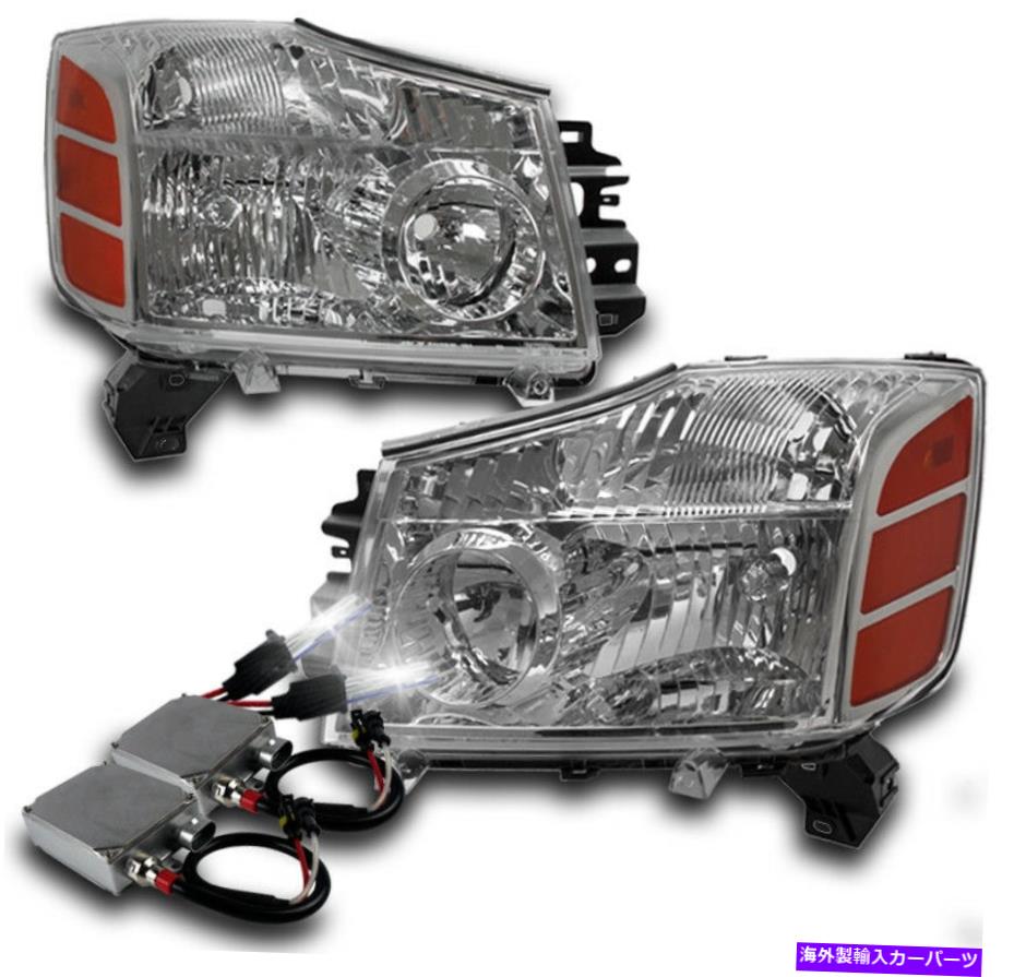 USヘッドライト Crystal Chrome / Amberヘッドライトランプ+ 50W 8K HIDキット04-14 Titan / 04-07 Armada CRYSTAL CHROME/AMBER HEADLIGHT LAMP +50W 8K HID KIT FOR 04-14 TITAN/04-07 ARMADA【並行輸入品】