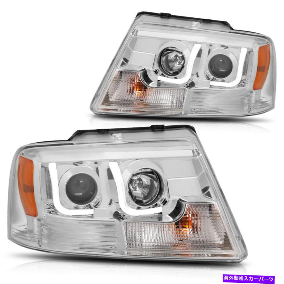 USヘッドライト 04-08フォードF150 /マークLTデュアルLED DRLプロジェクターヘッドライト/ランプクローム/アンバー For 04-08 Ford F150/Mark LT Dual LED DRL Projector Headlight/Lamp Chrome/Amber【並行輸入品】