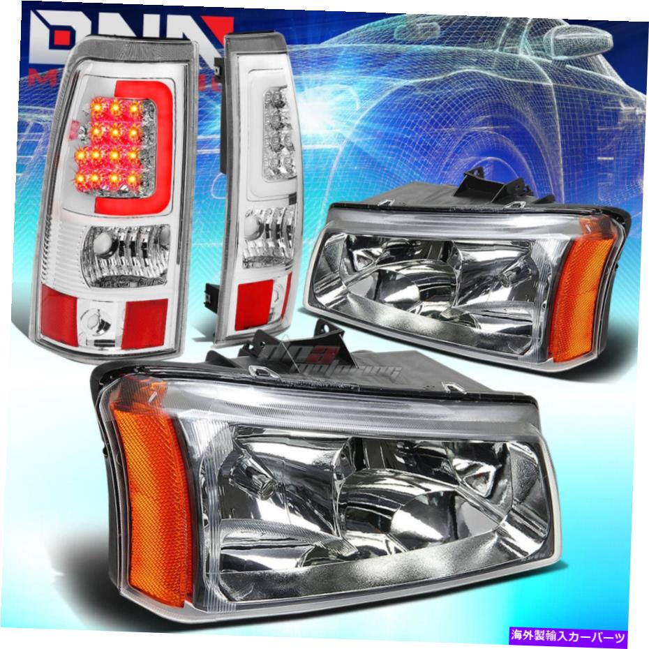 USヘッドライト 03-07 Silverado Chrome Crystal Headlight + Corner + 3D LEDバーブレーキ/テールランプ FOR 03-07 SILVERADO CHROME CRYSTAL HEADLIGHT+CORNER+3D LED BAR BRAKE/TAIL LAMP【並行輸入品】