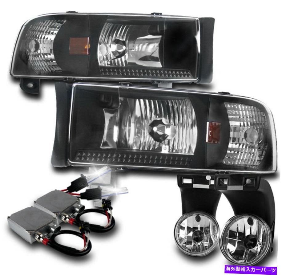 USヘッドライト 1994年から2001年のRAMピックアップブラッククリスタルヘッドライト+駆動フォグランプW / 50W 6K HID FOR 1994-2001 RAM PICKUP BLACK CRYSTAL HEADLIGHT+DRIVING FOG LAMP W/50W 6K HID【並行輸入品】