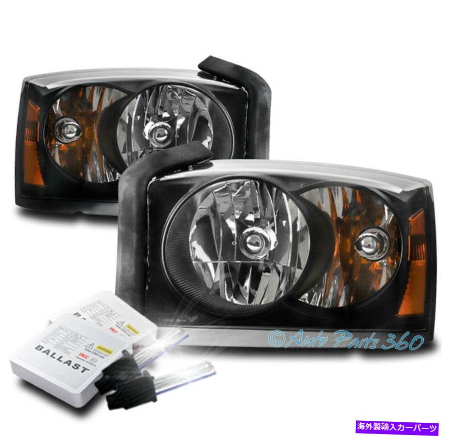 USヘッドライト 05-07 Dodge Dodge Dakota CrystalスタイルヘッドライトヘッドランプランプブラックW / 6K HIDキット FOR 05-07 DODGE DAKOTA CRYSTAL STYLE HEADLIGHT HEADLAMP LAMP BLACK W/6K HID KIT【並行輸入品】