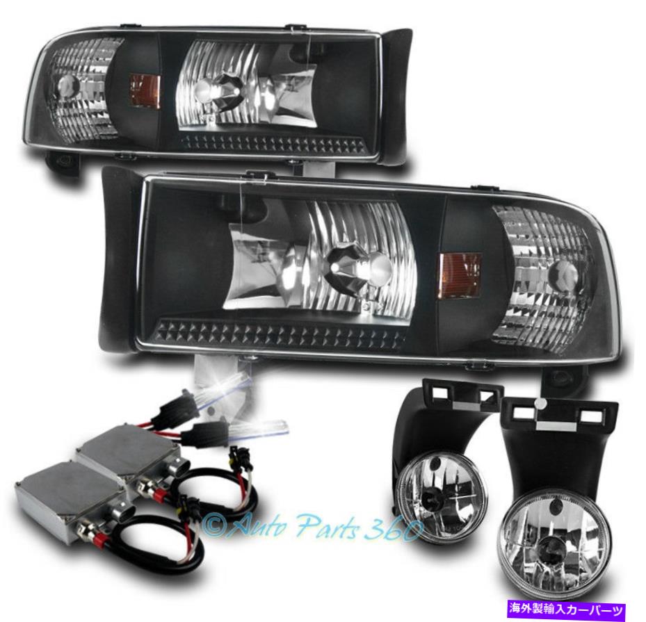 USヘッドライト 94-01 RAMブラッククリスタルヘッドライトW /クロム駆動フォグランプ+ 50W 6K HIDキット FOR 94-01 RAM BLACK CRYSTAL HEADLIGHT W/CHROME DRIVING FOG LAMP+50W 6K HID KIT【並行輸入品】
