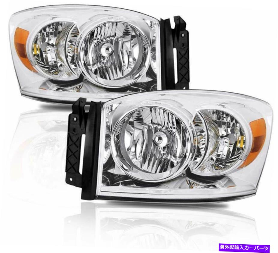 USヘッドライト 2006年2007 2008 Dodge RAM 1500/2500/3500 [Chrome /琥珀]ヘッドライトペアセット For 2006 2007 2008 Dodge Ram 1500/2500/3500 [Chrome/Amber] Headlights Pair Set【並行輸入品】