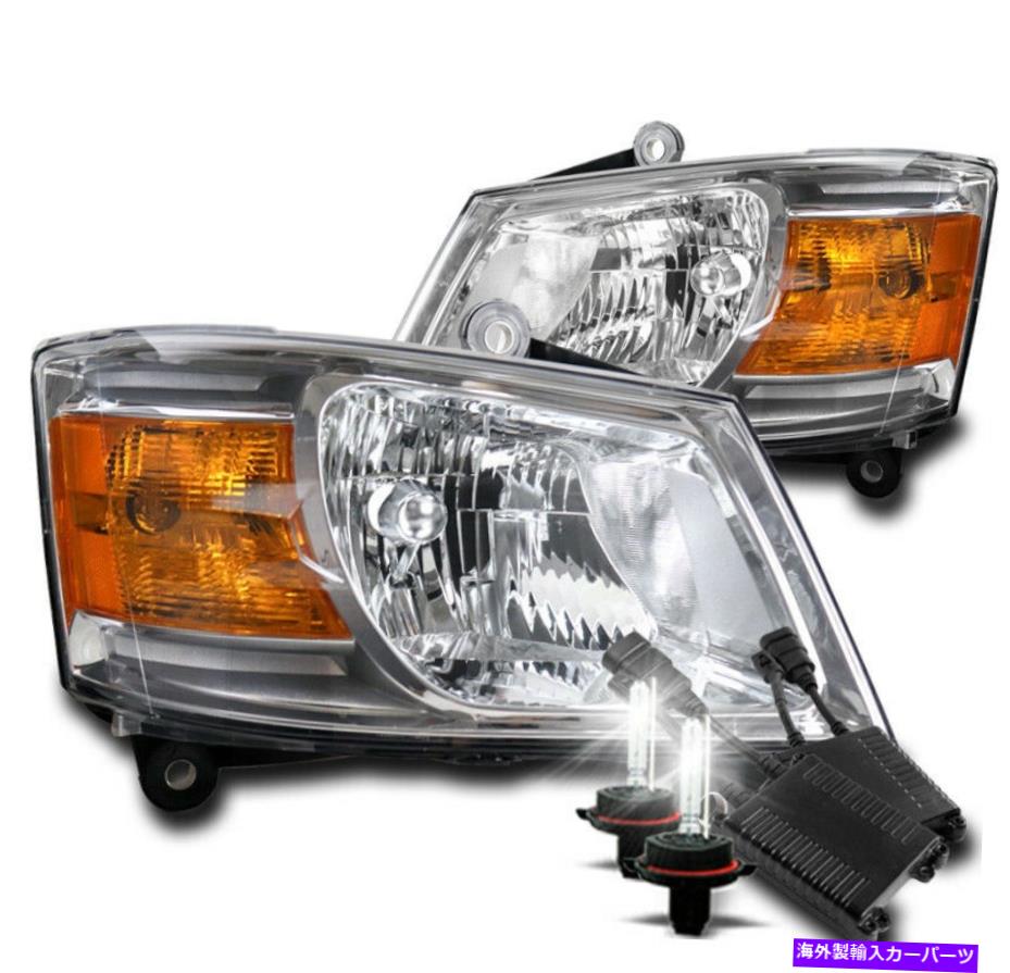 USヘッドライト 2008-2010 Dodge Grand Caravanクロームクリスタルヘッドライトランプ+ 50W 6KキセノンHID FOR 2008-2010 DODGE GRAND CARAVAN CHROME CRYSTAL HEADLIGHT LAMP+50W 6K XENON HID【並行輸入品】