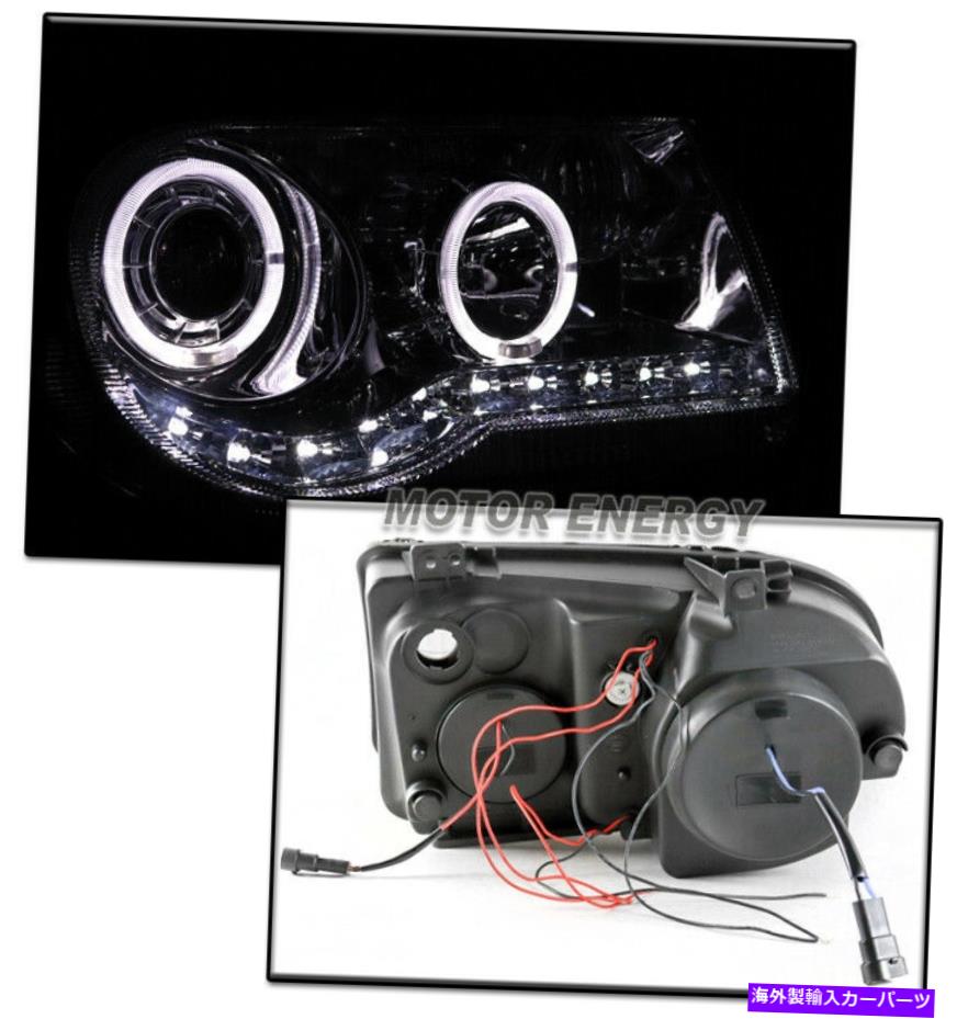 USヘッドライト 05-10キリスラー300C Twin Halo LED Chrome Projectorヘッドライト+ブルーDRL信号 FOR 05-10 CHRYSLER 300C TWIN HALO LED CHROME PROJECTOR HEADLIGHT+BLUE DRL SIGNAL【並行輸入品】