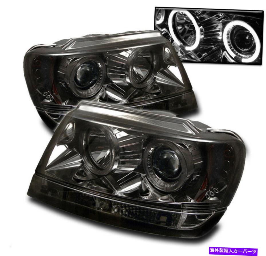 USヘッドライト 1999-2004グランドチェロキースモークフロントハロープロジェクターLED DRLヘッドライトペア FOR 1999-2004 GRAND CHEROKEE SMOKE FRONT HALO PROJECTOR LED DRL HEADLIGHTS PAIR【並行輸入品】｜Us Custom Parts Shop USDM