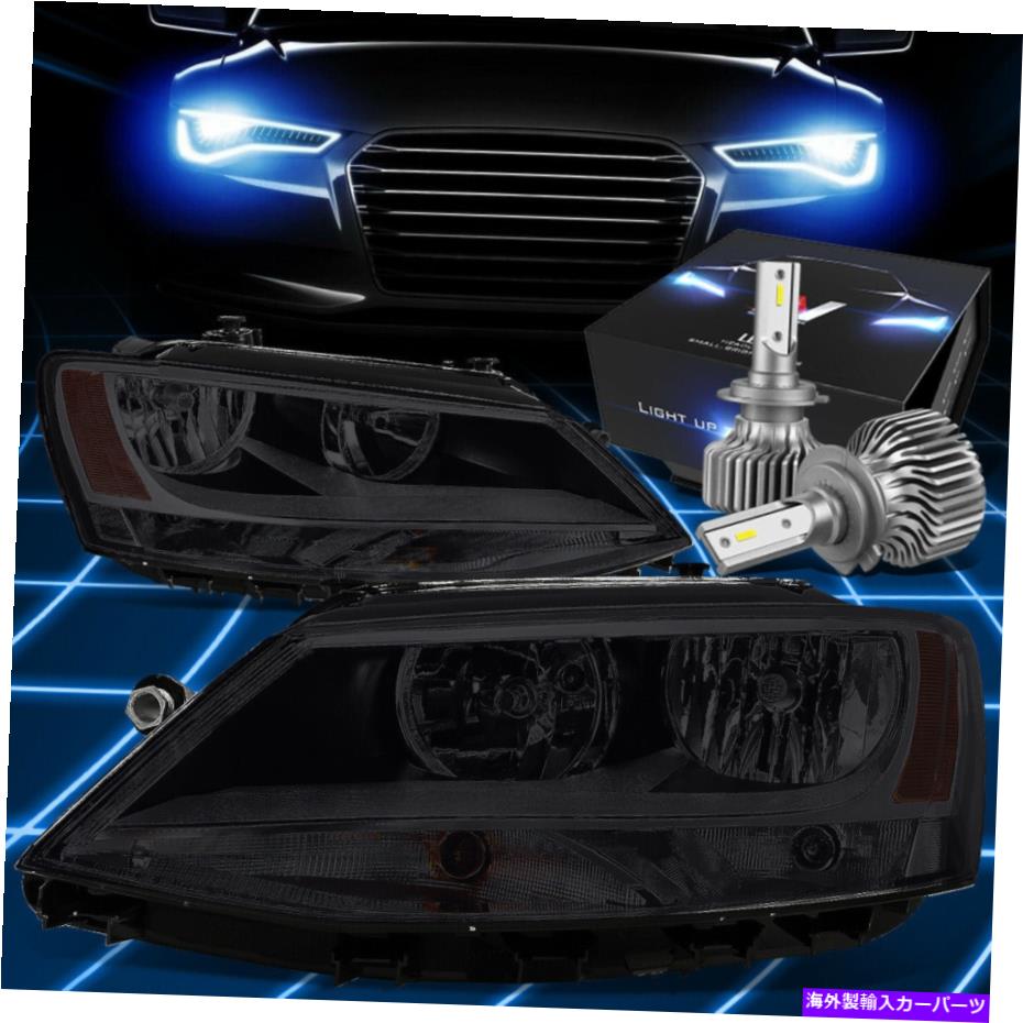 USヘッドライト FIT 2011-2018 Jetta HalogenモデルヘッドライトW / LEDキットスリムスタイルスモーク/アンバー Fit 2011-2018 Jetta Halogen Models Headlight W/LED Kit Slim Style Smoked/Amber【並行輸入品】｜Us Custom Parts Shop USDM