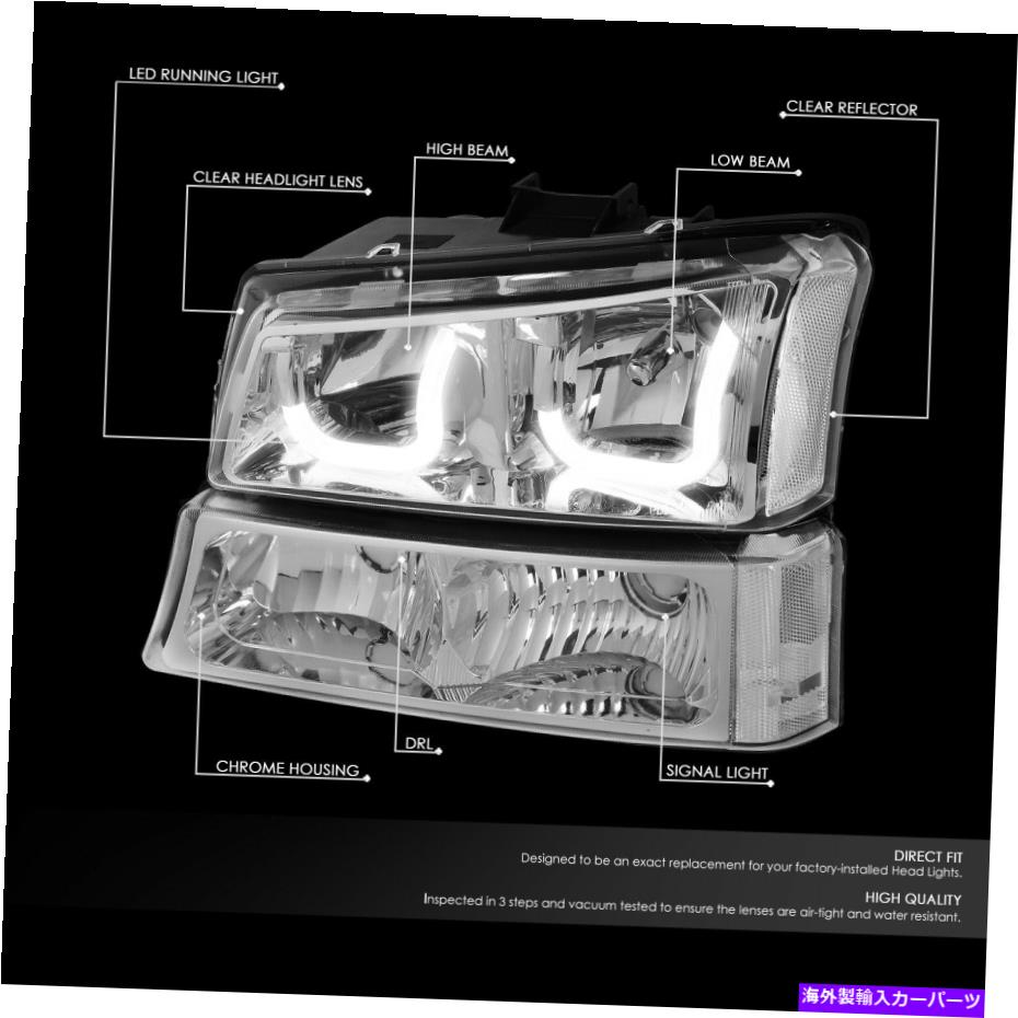 USヘッドライト Chrome Clear J-Halo LED DRLヘッドライトバンパーランプChevy Silverado CHROME CLEAR J-HALO LED DRL HEADLIGHT BUMPER LAMP FOR 2003-2007 CHEVY SILVERADO【並行輸入品】 50,282円