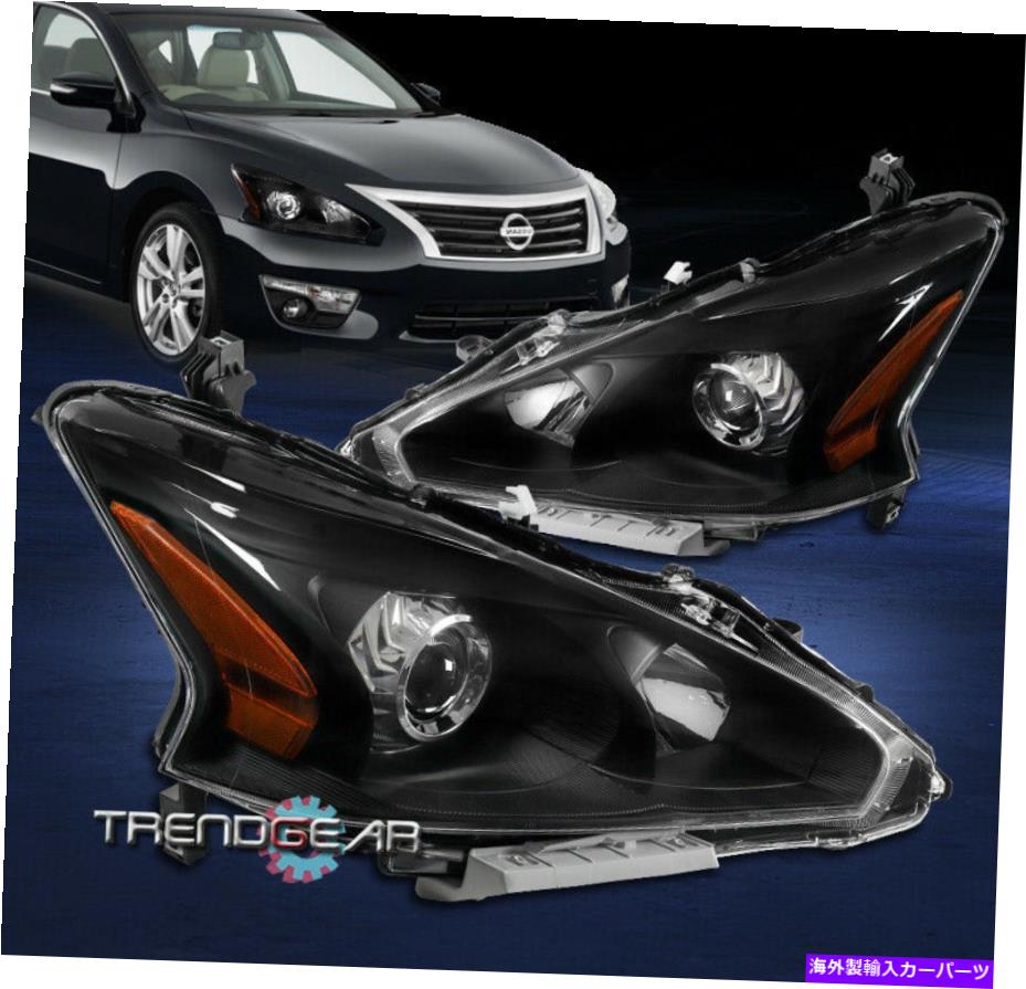 USヘッドライト 2013年2014年2014年2015年Altima Sedan 4DRプロジェクターヘッドライトヘッドランプランプブラックL + R For 2013 2014 2015 Altima Sedan 4DR Projector Headlight Headlamp Lamp Black L+R【並行輸入品】