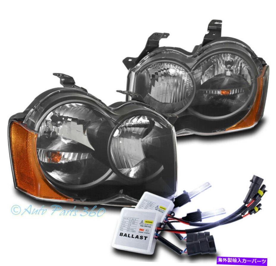 USヘッドライト 08 09 10 JEEPグランドチェロキー交換ヘッドライトランプブラックW / 10K HIDキット For 08 09 10 Jeep Grand Cherokee Replacement Headlight Lamp Black w/10K HID Kit【並行輸入品】
