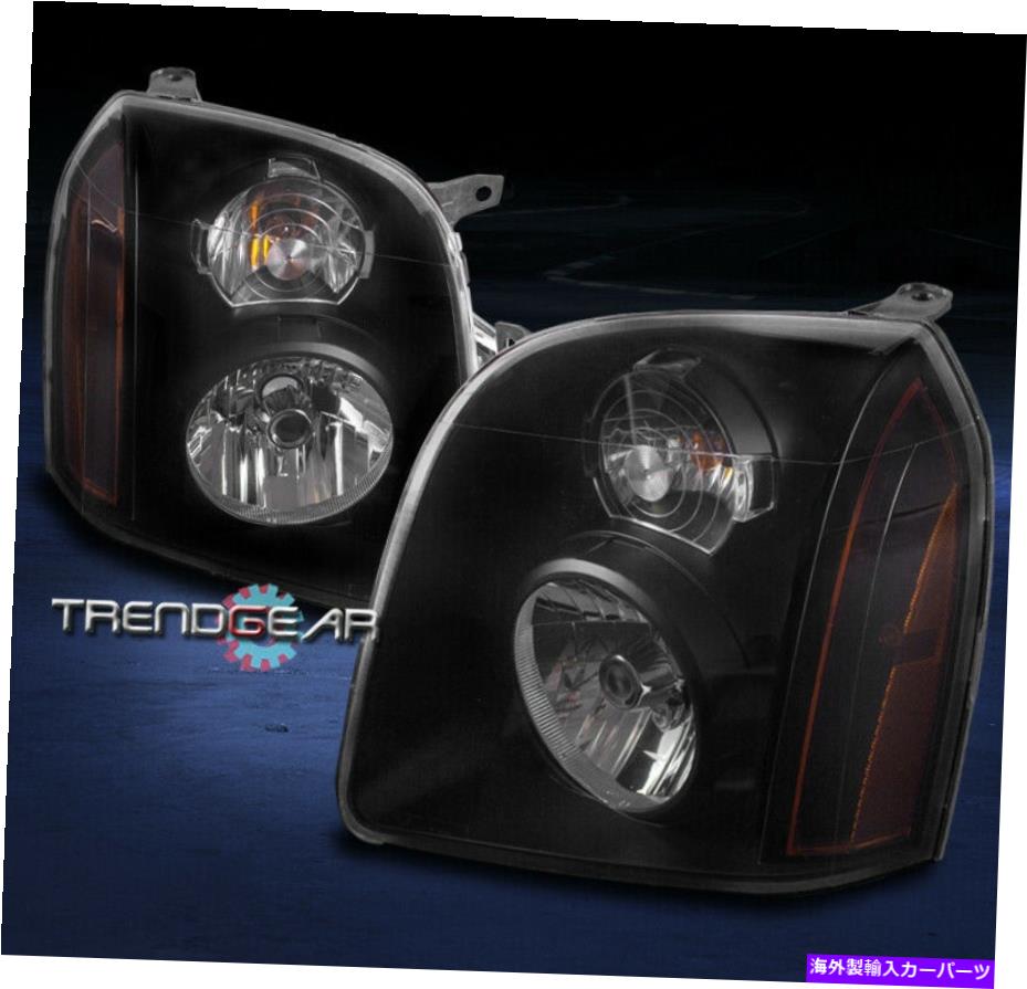 USヘッドライト 2007-2014 GMC Yukon XL 1500 2500クリスタルヘッドライトランプブラック/アンバーリフレクター 2007-2014 GMC YUKON XL 1500 2500 CRYSTAL HEADLIGHTS LAMPS BLACK/AMBER REFLECTOR【並行輸入品】