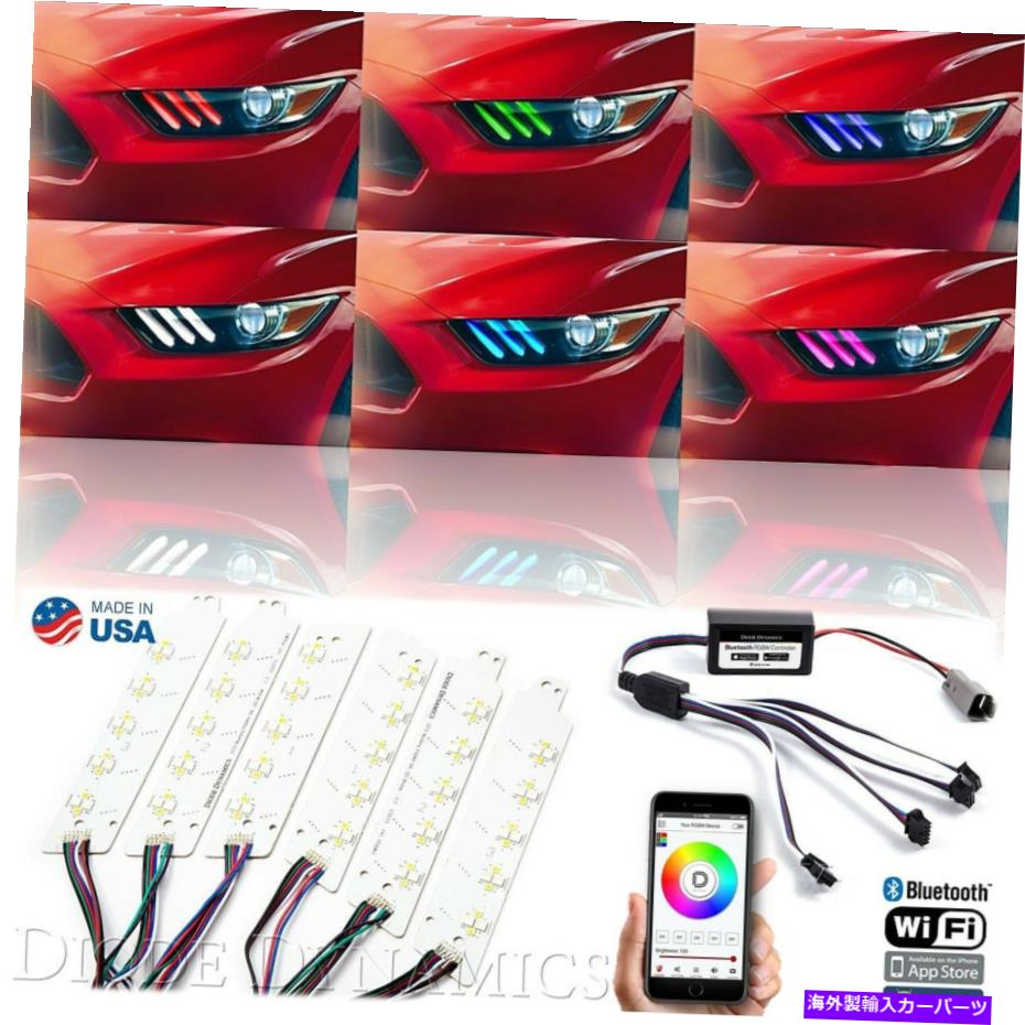 USヘッドライト 2015-2017フォードマスタングRGBW LEDマルチカラー変更ヘッドライトDRL＆コントローラ 2015-2017 Ford Mustang RGBW LED Multi-Color Changing Headlight DRL & Controller【並行輸入品】｜Us Custom Parts Shop USDM