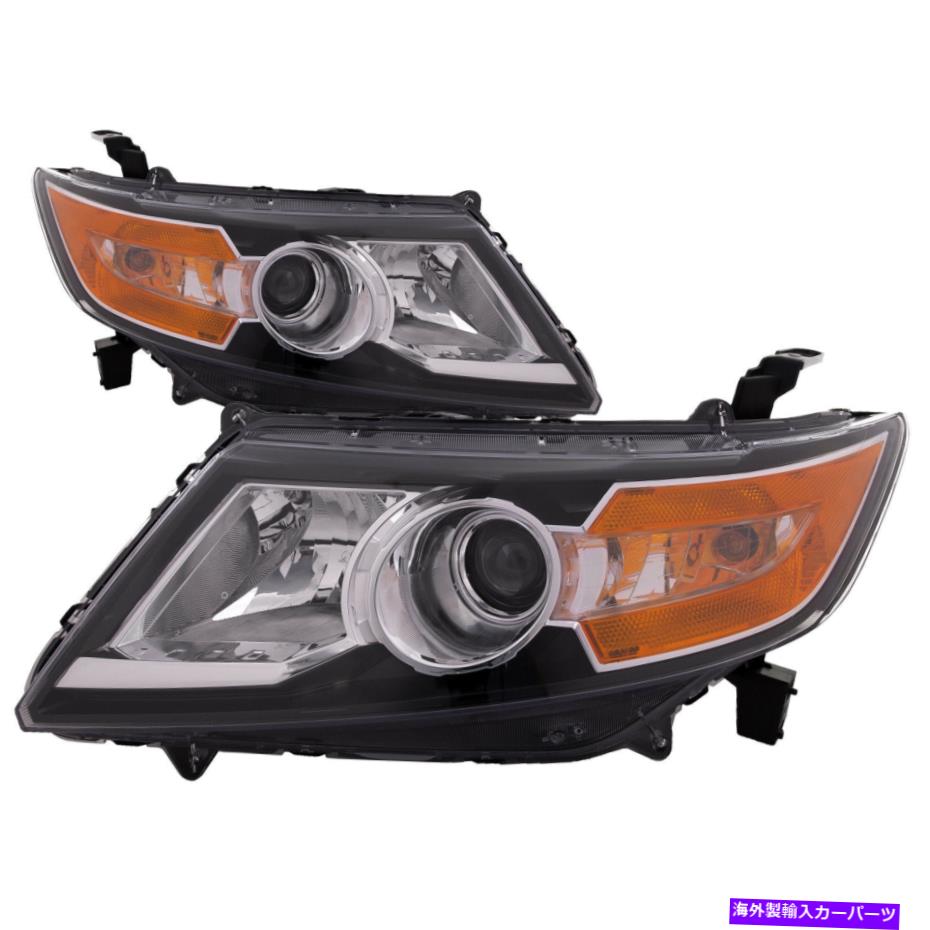 USヘッドライト ヘッドライトセットハロゲンブラック左右カパホン2014-2017ホンダオデッセイ Headlights Set Halogen Black Left Right CAPA Fits 2014-2017 Honda Odyssey【並行輸入品】