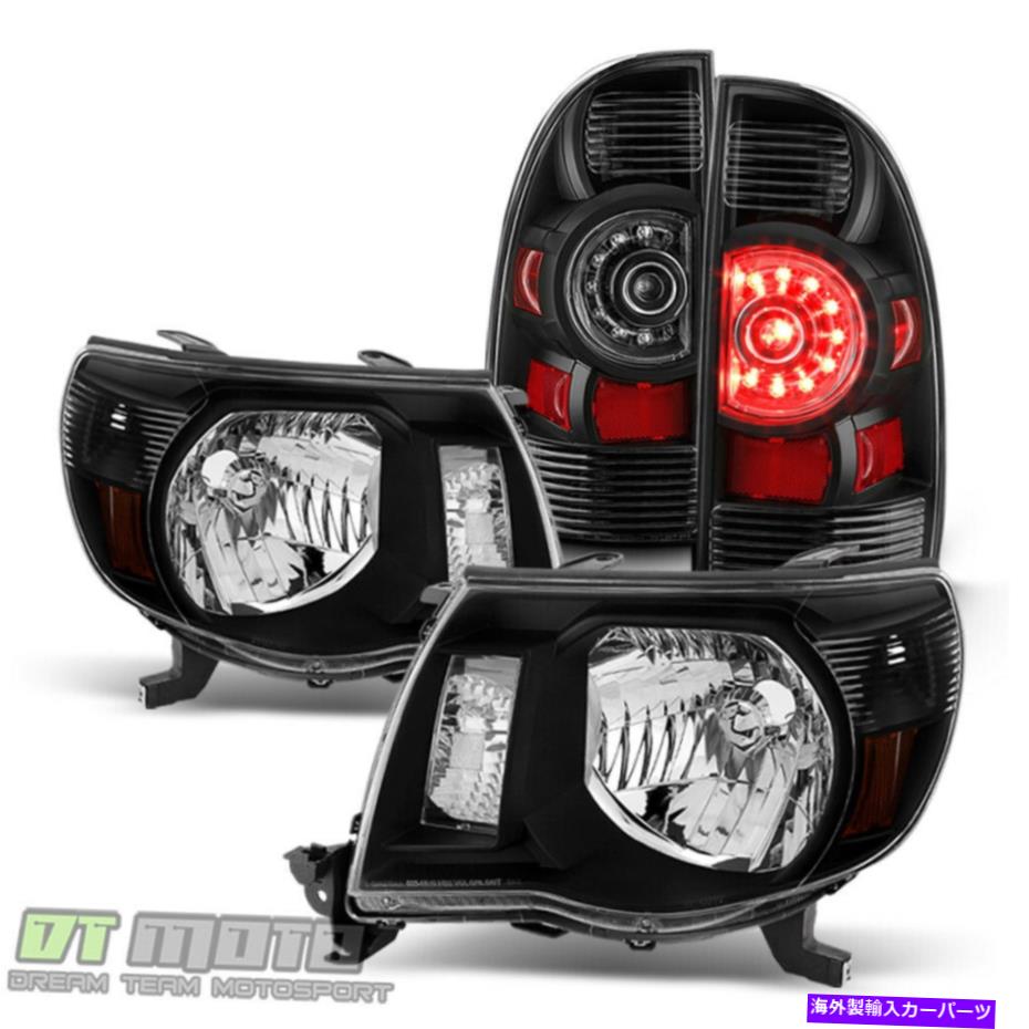 USヘッドライト BLK 2005-2011トヨタタコマヘッドライトヘッドランプ+ LEDテールライトブレーキランプ For Blk 2005-2011 Toyota Tacoma Headlights Headlamps+LED Tail Lights Brake Lamps【並行輸入品】