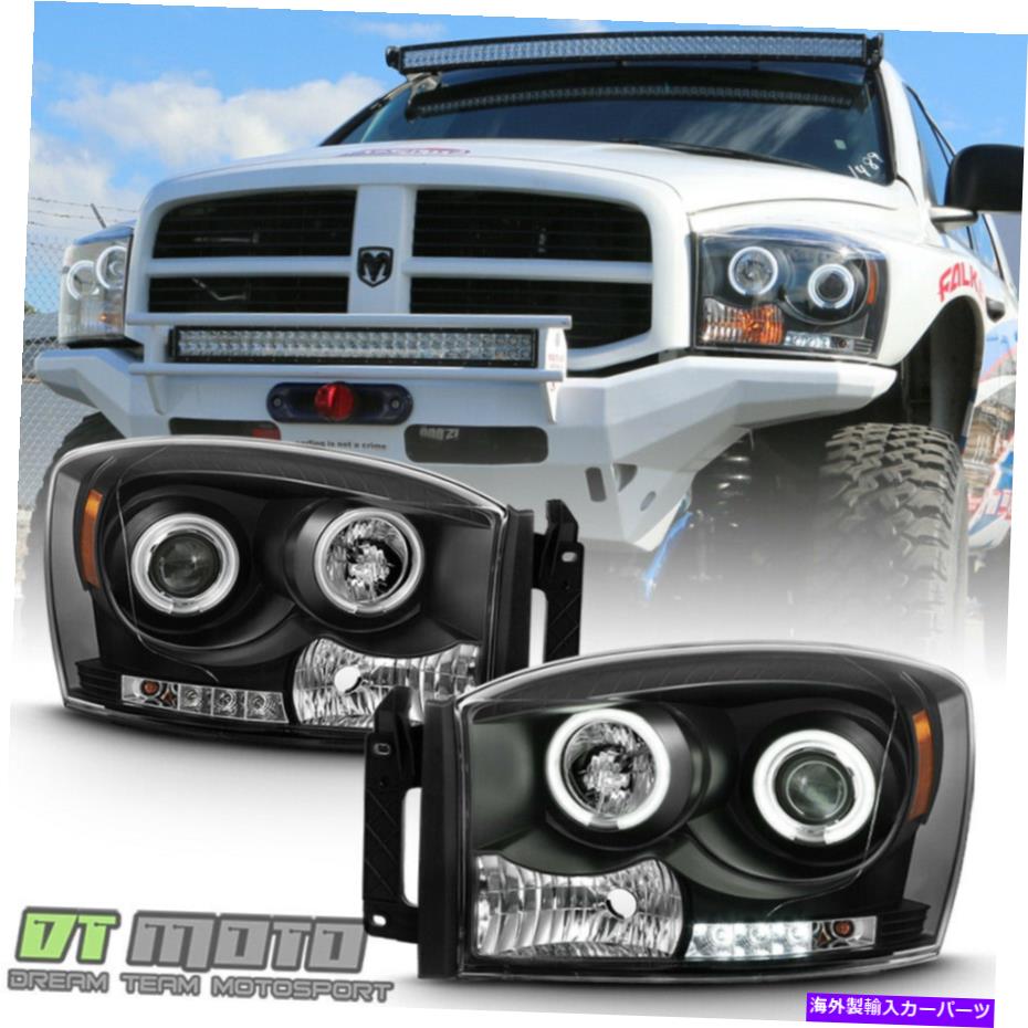 USヘッドライト 2006 - 2008年のDodge Ram 1500 2500トラックのための黒LED CCFLプロジェクターのヘッドライト Black LED CCFL Projector Headlights For 2006-2008 Dodge Ram 1500 2500 3500 Truck【並行輸入品】