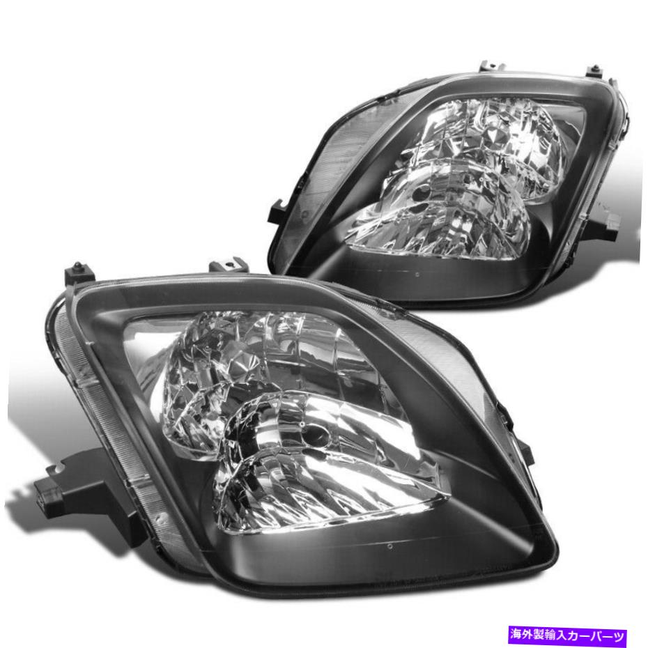 USヘッドライト ホンダプレリュードブラッククリアベゼルヘッドライト交換左+右 For Honda Prelude Black Clear Bezel Headlights Replacement Left+Right【並行輸入品】