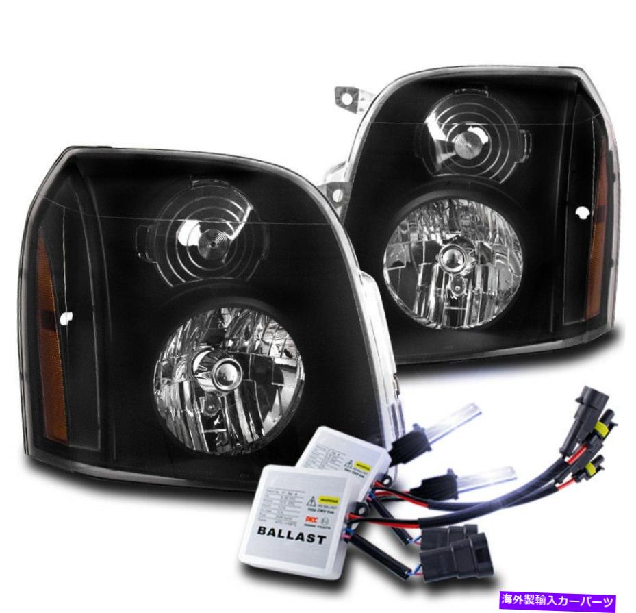 USヘッドライト 2007-2014 GMC Yukon Denali XL 1500 2500ブラックヘッドライトランプ+ 10KキセノンHID FOR 2007-2014 GMC YUKON DENALI XL 1500 2500 BLACK HEADLIGHTS LAMP+10K XENON HID【並行輸入品】