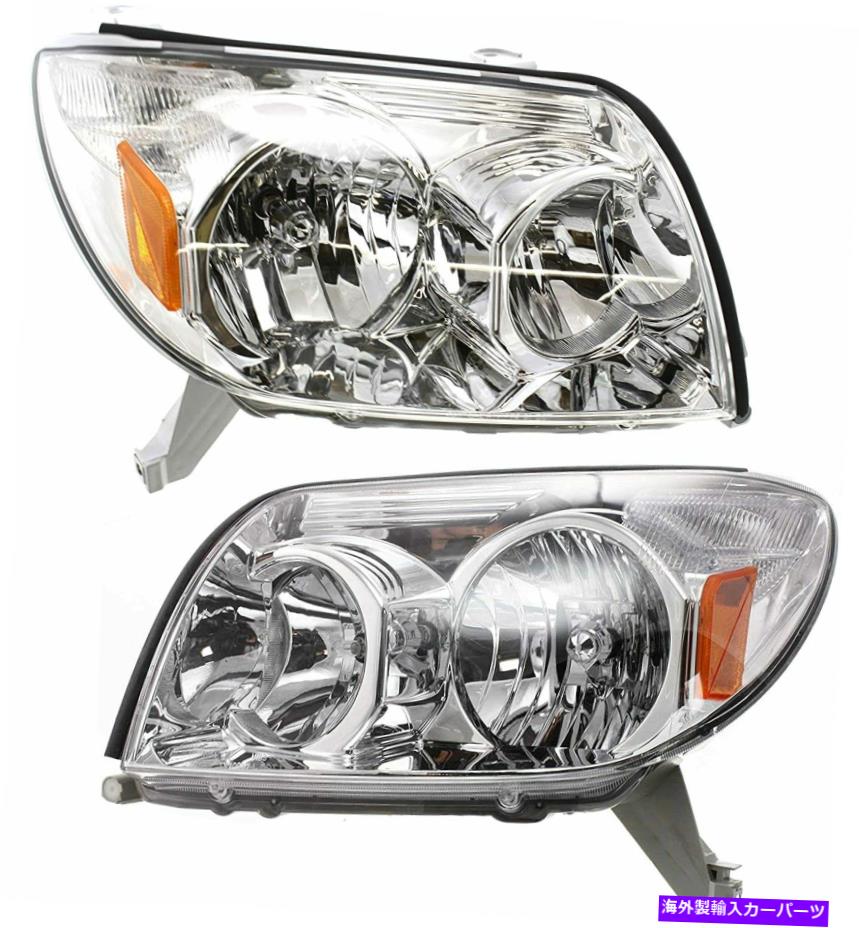 USヘッドライト トヨタ4Runner Runner 2003 2004 Chromeヘッドライトヘッドランプ右+左 For Toyota 4Runner Runner 2003 2004 2005 Chrome HeadLights HeadLamps Right+Left【並行輸入品】