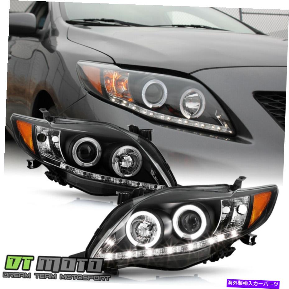 USヘッドライト Black 2009-2010トヨタカローラLEDプロジェクターHaloヘッドライトランプ左+右 For Black 2009-2010 Toyota Corolla LED Projector Halo Headlights Lamp Left+Right【並行輸入品】