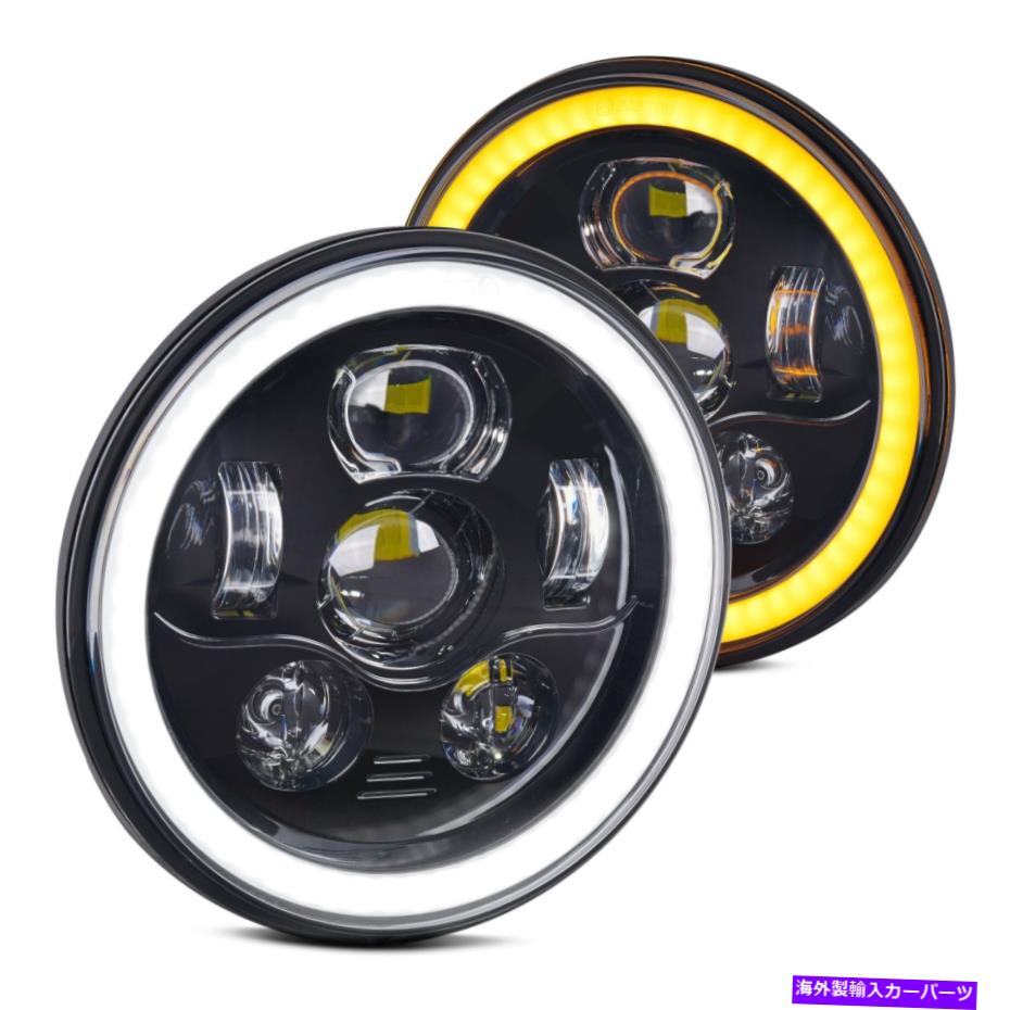 USヘッドライト Chevy C30 75-77 7 "ラウンドブラックプロジェクターLEDヘッドライトWスイッチバックHalo For Chevy C30 75-77 7" Round Black Projector LED Headlights w Switchback Halo【並行輸入品】|Us Custom Parts Shop USDM
