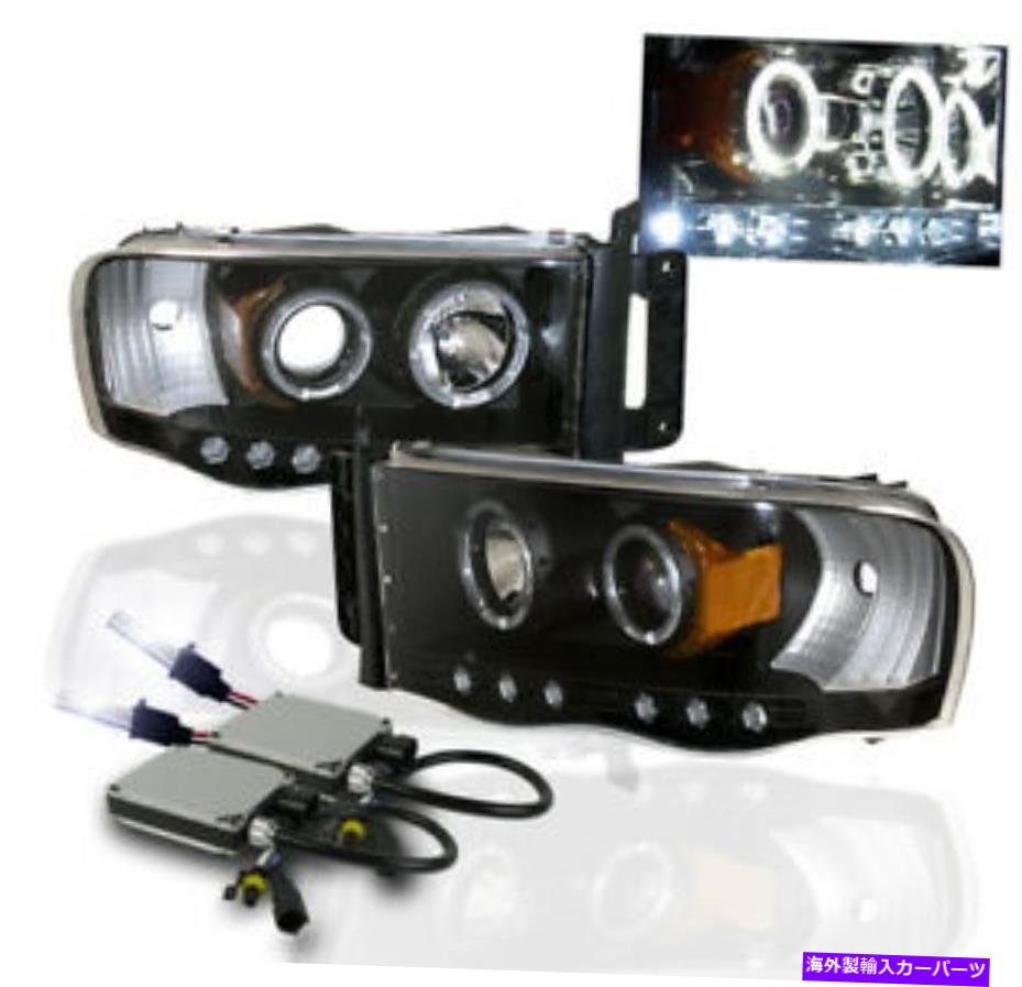 USヘッドライト 2002-2005 RAM 1500 / 2003-05 2500 3500ブラックプロジェクターHalo LEDヘッドライト+ 10K HID 2002-2005 RAM 1500/2003-05 2500 3500 BLACK PROJECTOR HALO LED HEADLIGHTS+10K HID【並行輸入品】