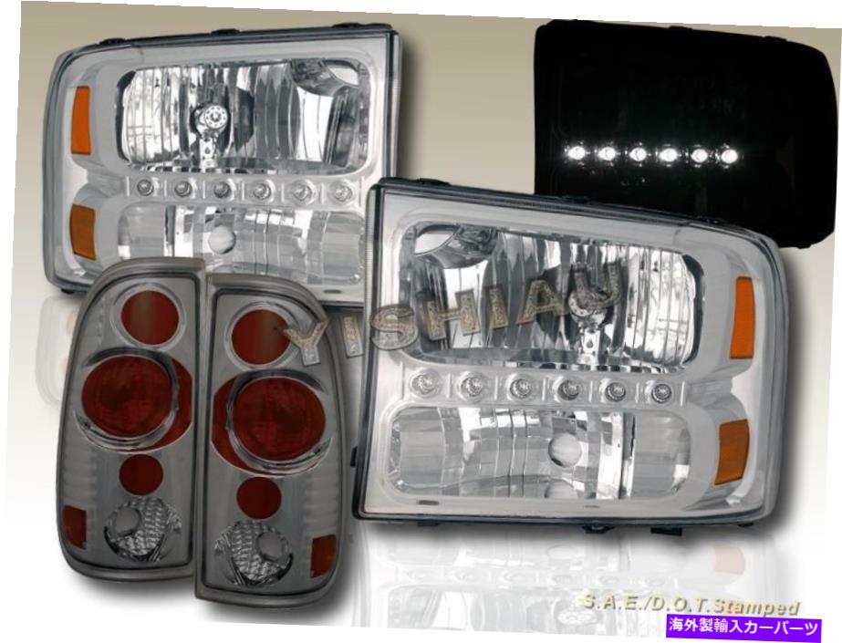 USヘッドライト 1999-2004フォードF250 / F350スーパーデューティLEDヘッドライトクロム+スモークテールライト 1999-2004 FORD F250 / F350 SUPER DUTY LED HEADLIGHTS CHROME + SMOKE TAIL LIGHTS【並行輸入品】