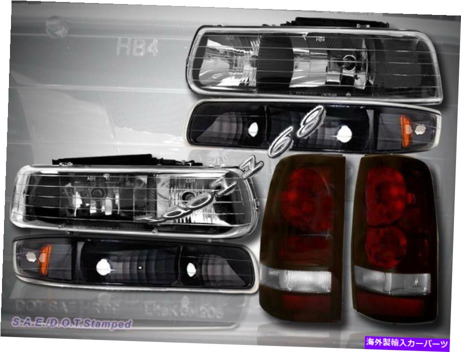 USヘッドライト 1999-2002シボリーシルバードヘッドライト+バンパーライト+ダークレッドテールライト 1999-2002 CHEVY SILVERADO HEADLIGHTS + BUMPER LIGHTS + DARK RED TAIL LIGHTS【並行輸入品】